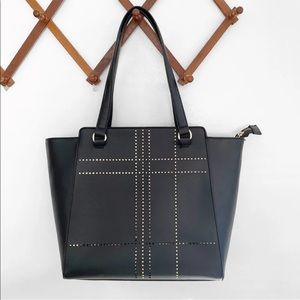 Anne Klein Faux Leather Perforated Studded Tote Shoulder Bag